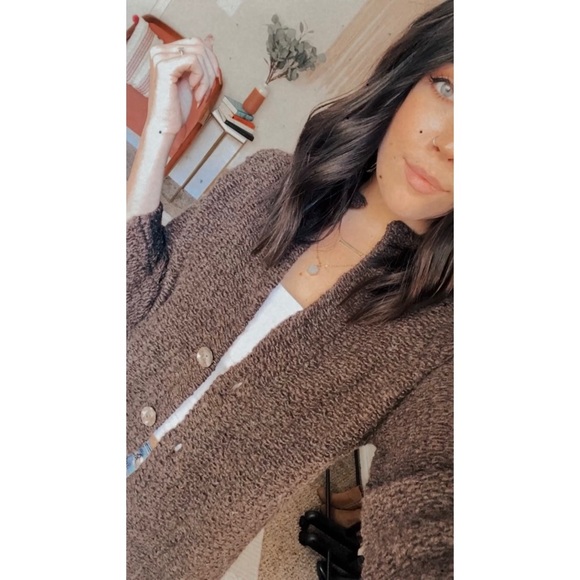 Eileen Fisher Wool Alpaca Blend Brown Cardigan - Picture 3 of 10